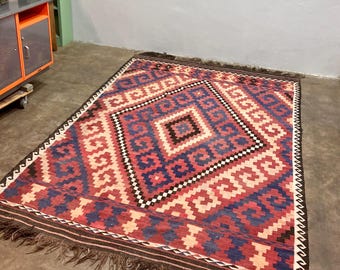 Large Woven Kilim Area Rug