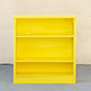 1960s Steel Tanker Style Bookcase in Yellow, Custom Refinished to Order, Free U.S. Shipping image 1