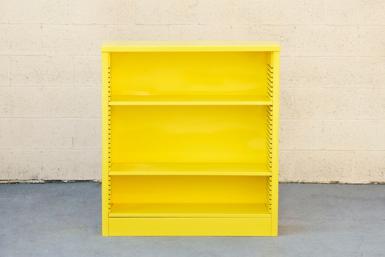 1960s Steel Tanker Style Bookcase in Yellow, Custom Refinished to Order, Free U.S. Shipping image 1