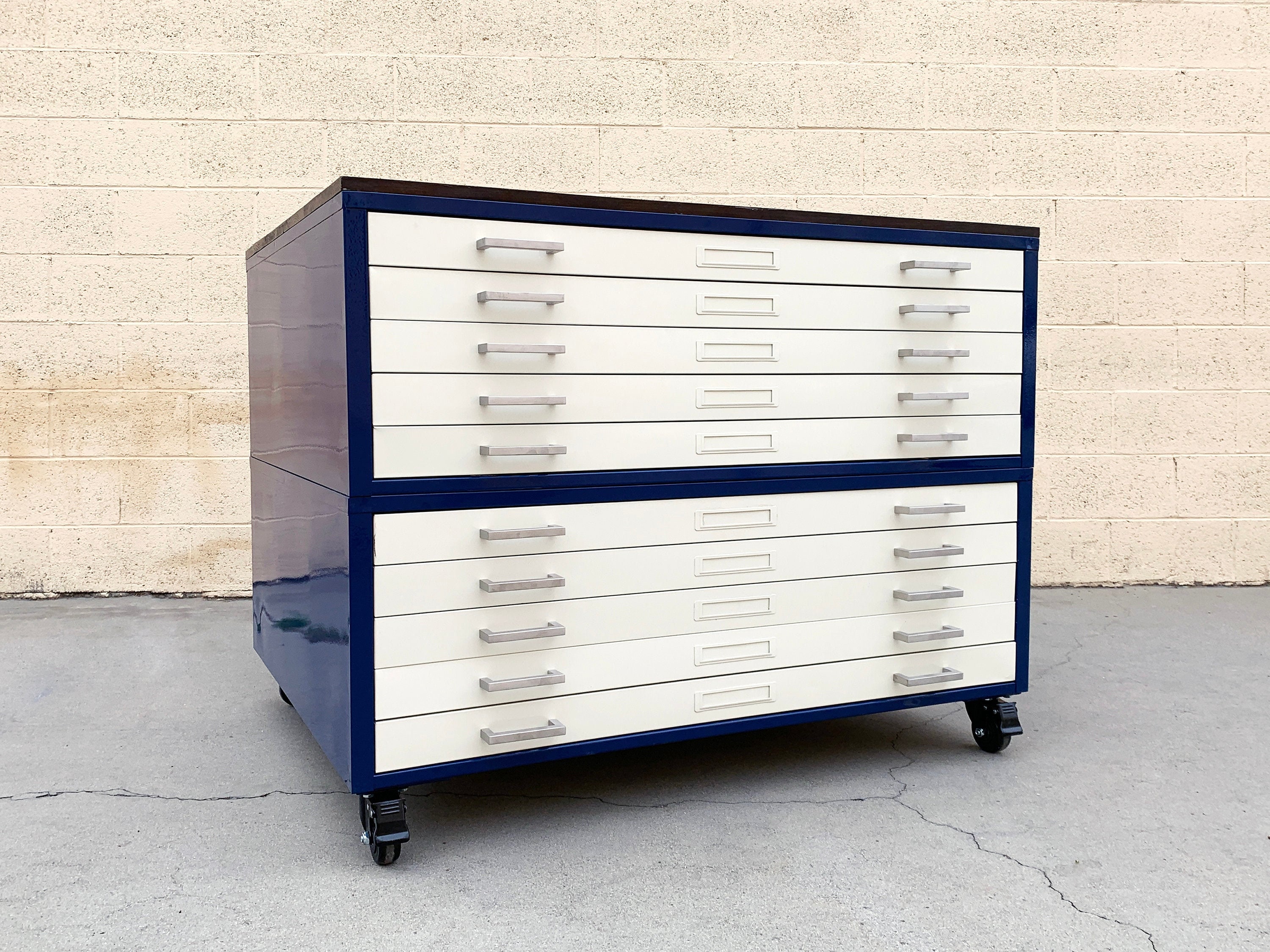 Vintage Flat File double Stack Cabinet With Reclaimed Wood Top, Custom  Refinished to Order, Free U.S. Shipping 