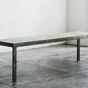 Rustic Steel and Alder Wood Bench Custom Made to Order by Rehab Vintage Interiors, Free U.S. Shipping