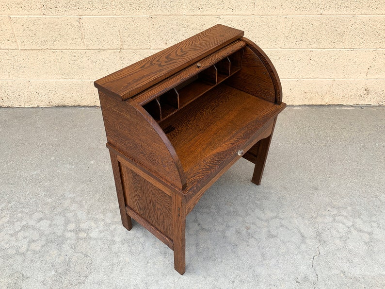 Antique Children's Oak Roll Top Desk Free U.S. Shipping Etsy