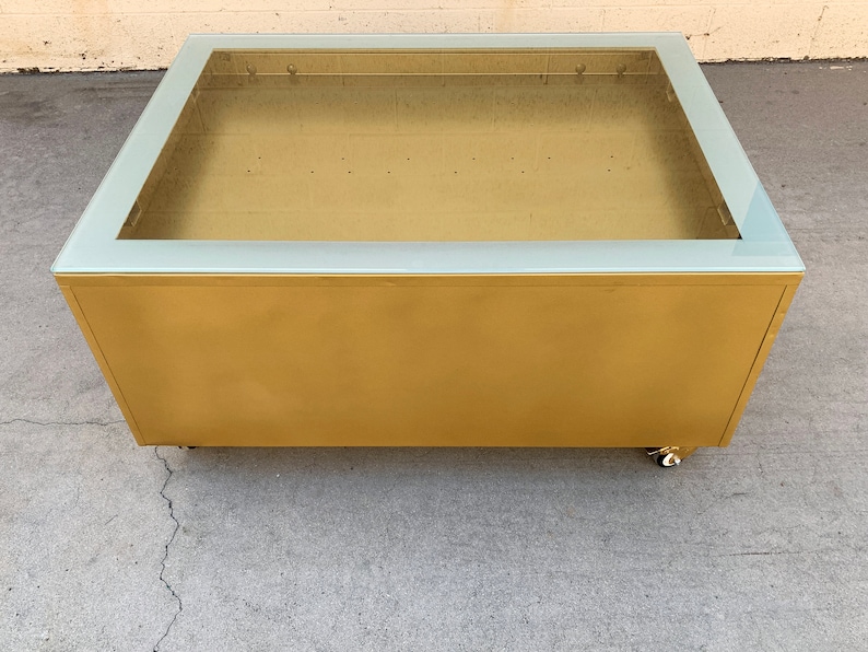 Vintage Flat File Coffee Table Custom Refinished in Sun Gold, Free U.S. Shipping image 8