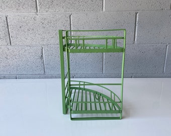 1950s Mid-Century Iron Hanging Shelf or Plant Stand Refinished in Matte Green