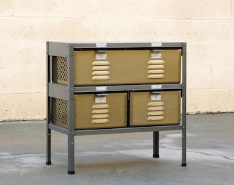 2 x 2 Locker Basket Unit, Vintage Inspired and Newly Fabricated to Order, Free U.S. Shipping