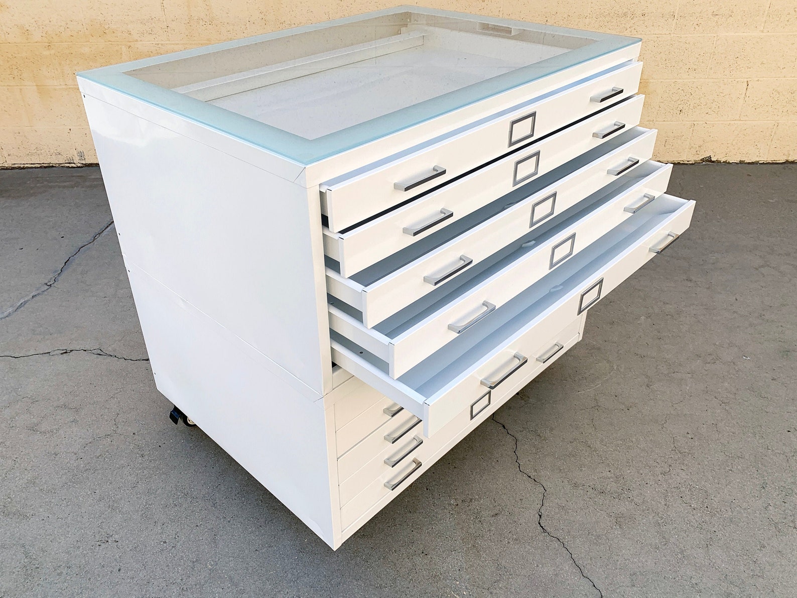 Vintage Flat File "double Stack" Cabinet Table, Custom Refinished to ...