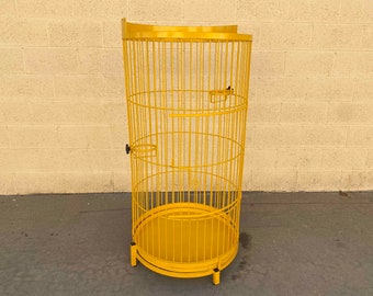 Large Vintage Steel Birdcage Refinished in Yellow