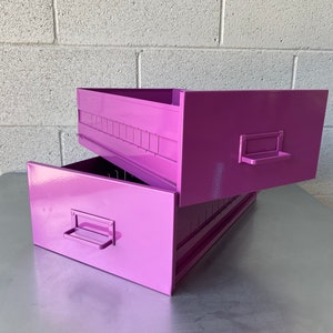 Mid Century Steel Drawer Insert, Repurposed as Organizer / Container, Refinished in MAGENTA