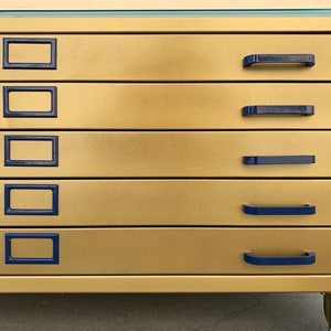 Vintage Flat File Coffee Table Custom Refinished in Sun Gold, Free U.S. Shipping image 5