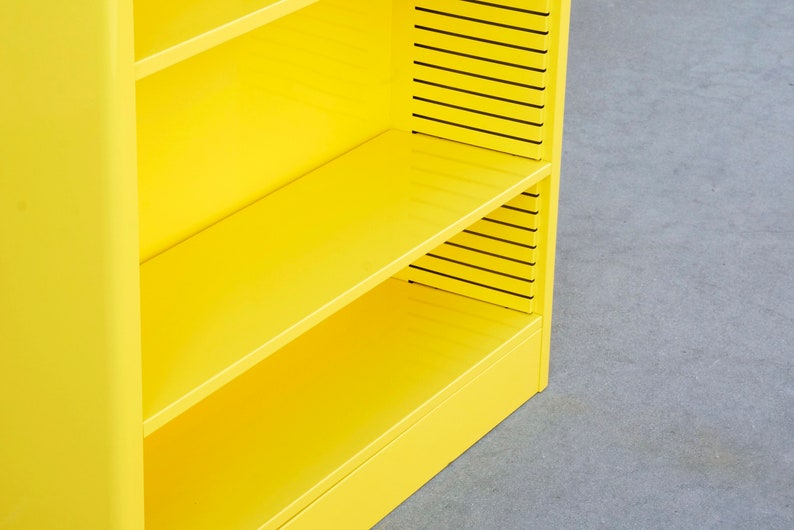 1960s Steel Tanker Style Bookcase in Yellow, Custom Refinished to Order, Free U.S. Shipping image 5