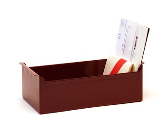 1950s Card File Drawer, Refinished Wine Red
