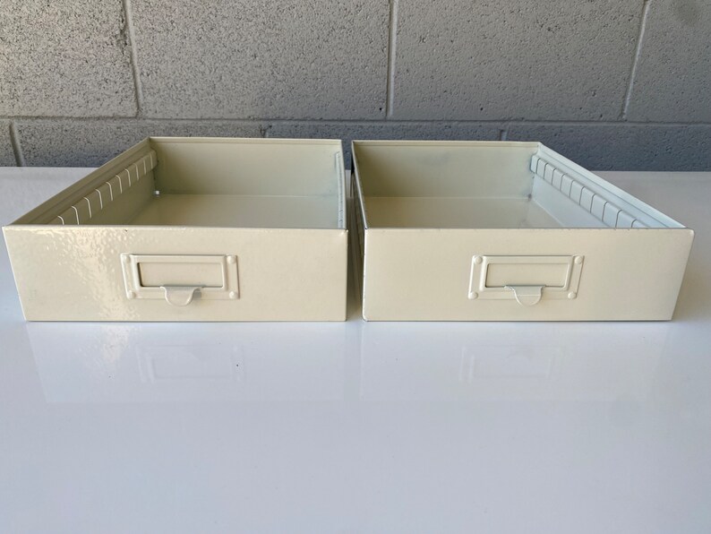 Mid Century Steel Drawer Insert, Repurposed as Organizer / Container, Refinished in Pearl image 7