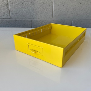 Mid Century Steel Drawer Insert, Repurposed as Organizer / Container, Refinished in Mellow Yellow