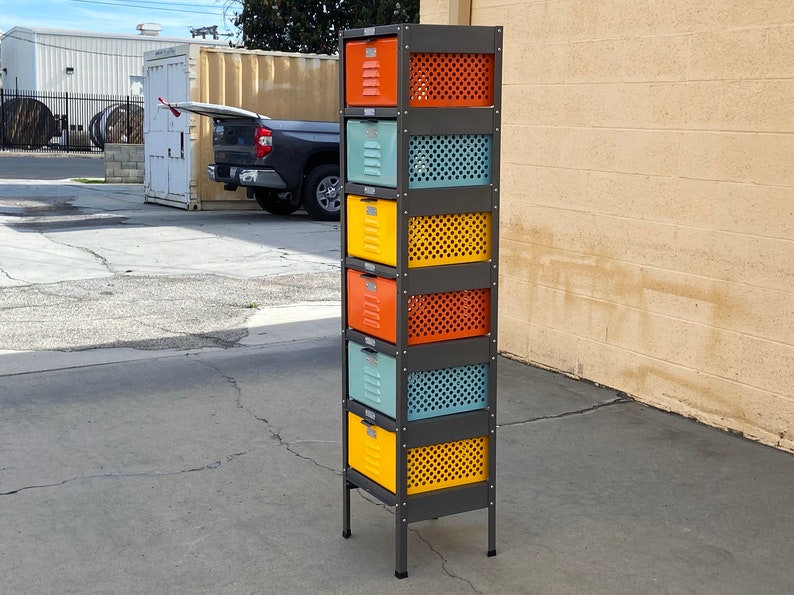 Custom Made 1 x 6 Locker Basket Unit with Multi-Colored Baskets, Free U.S. Shipping image 4