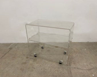 2 Tier Clear Acrylic Rolling Shelf / Bar Cart