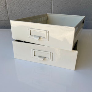 Mid Century Steel Drawer Insert, Repurposed as Organizer / Container, Refinished in Pearl image 8