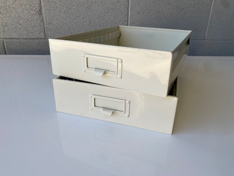 Mid Century Steel Drawer Insert, Repurposed as Organizer / Container, Refinished in Pearl image 8