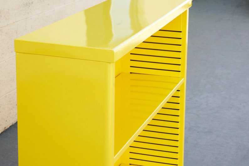 1960s Steel Tanker Style Bookcase in Yellow, Custom Refinished to Order, Free U.S. Shipping image 4