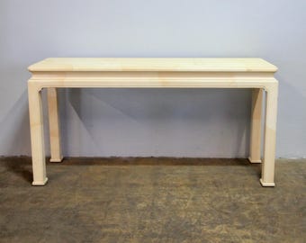 Vintage 1970's Henredon Console Table with Faux Goatskin Finish and Ming Dynasty-Style Legs
