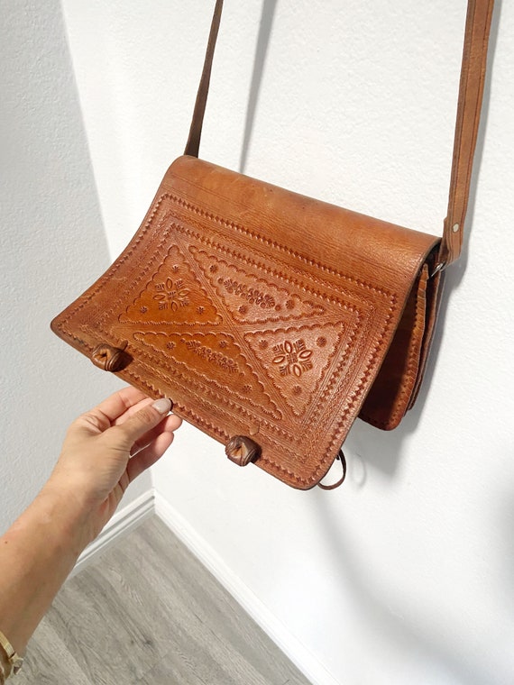 Vintage Bohemian Pressed Leather Crossbody Carry-A