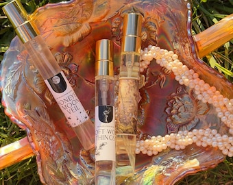 The Travelers Folklore Set | 3 Traveler Perfume Sprays | Moonlit Crème, Honeyed Moon Veil & Soft Worn Things | Fairycore Niche Fragrance