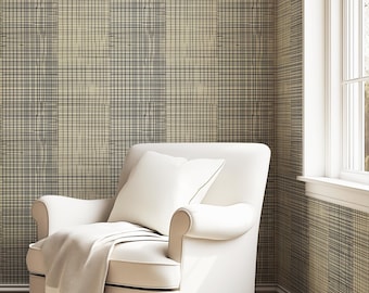 Neutrale moderne Streifen-Tapete Hand gezeichnete ästhetische Schale und Stock für Büro-zeitgenössische Wandbedeckung-moderne minimalistische Akzentwand