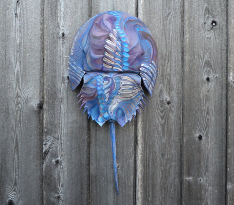 Hand Painted Horseshoe Crab Shell Elemental Series 4 Dune Time Arts