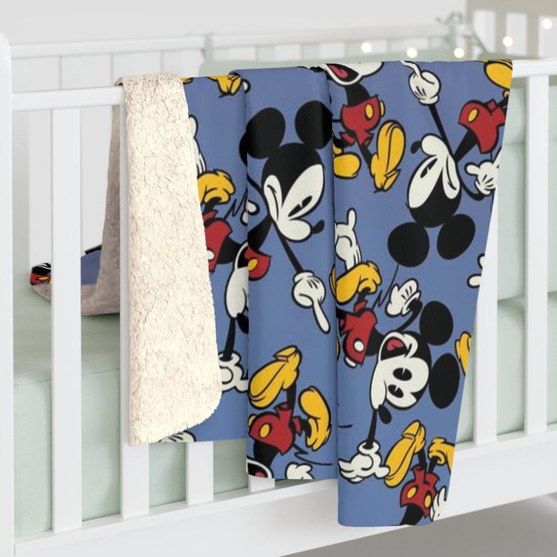 Manta de forro polar Sherpa de Mickey Mouse, manta de peluche con dibujos animados, manta acogedora para niños, regalo suave para él. imagen 5
