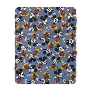 Manta de forro polar Sherpa de Mickey Mouse, manta de peluche con dibujos animados, manta acogedora para niños, regalo suave para él. 50" × 60"