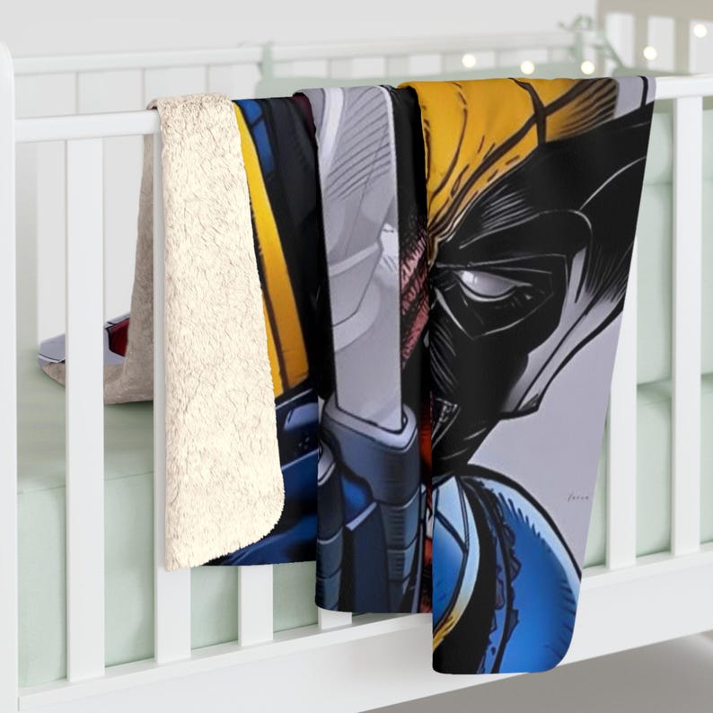 Wolverine & Deadpool Sherpa Fleece Blanket, Marvel Antihero Plush Throw, Cozy Comic Blanket, Soft Gift image 6