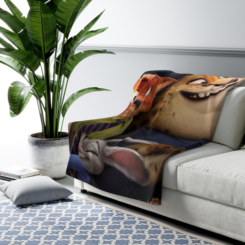 Zootopia Sherpa Fleece Blanket, Cute Animal City Cartoon Plush Throw, Cozy Kids Blanket, Soft Gift for Her image 1