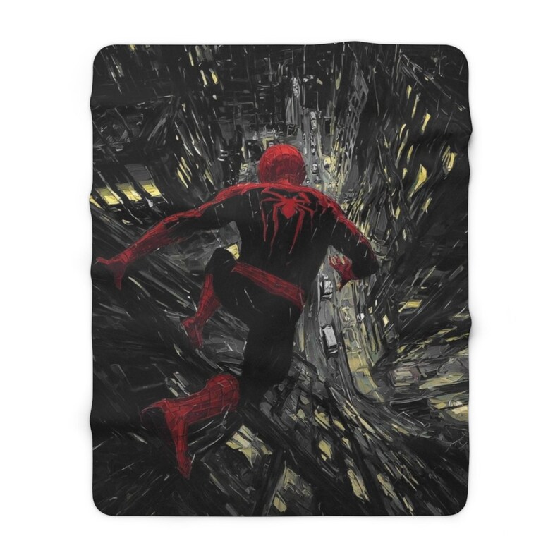 Spiderman Sherpa Fleece Blanket, Superhero Comic Plush Throw, Cozy Marvel Blanket, Soft Gift for Him 50" × 60"