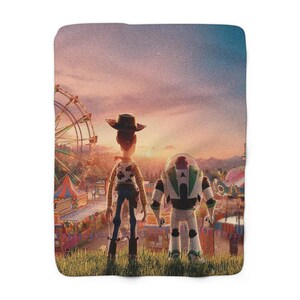 Toy Story Sherpa Fleece Blanket, Cute Cartoon Plush Throw, Cozy Kids Blanket, Soft Gift for Him 30" × 40"
