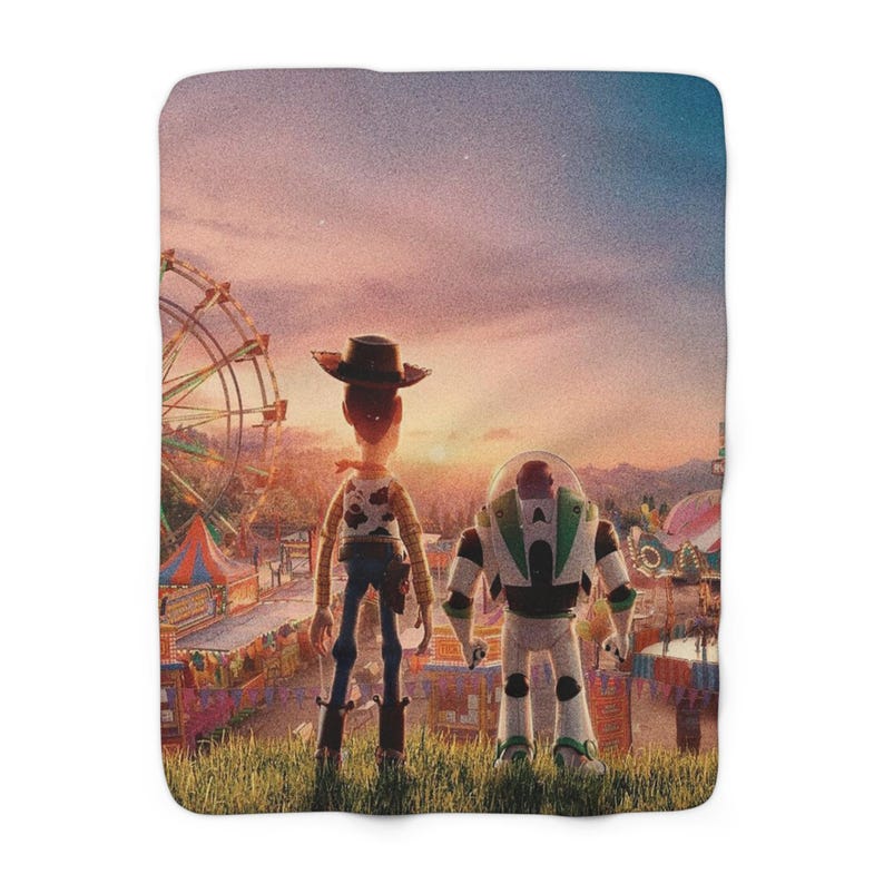 Toy Story Sherpa Fleece Blanket, Cute Cartoon Plush Throw, Cozy Kids Blanket, Soft Gift for Him 30" × 40"