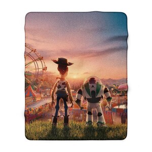 Toy Story Sherpa Fleece Blanket, Cute Cartoon Plush Throw, Cozy Kids Blanket, Soft Gift for Him 60" × 80"