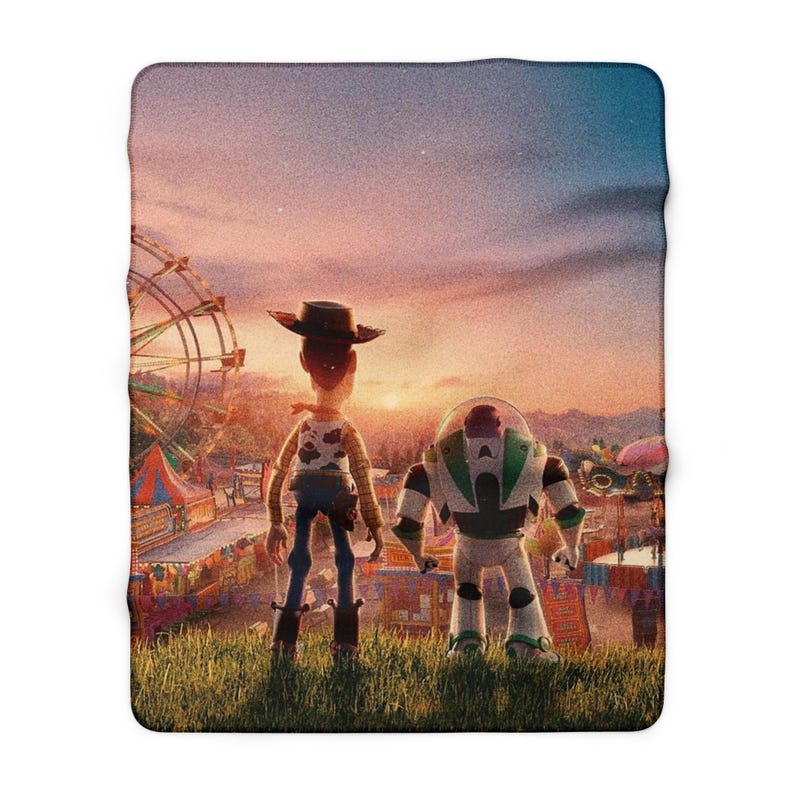 Toy Story Sherpa Fleece Blanket, Cute Cartoon Plush Throw, Cozy Kids Blanket, Soft Gift for Him 60" × 80"