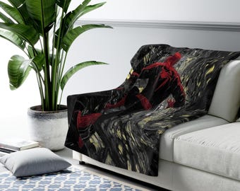 Spiderman Sherpa Fleece Blanket, Superhero Comic Plush Throw, Cozy Marvel Blanket, Soft Gift for Him