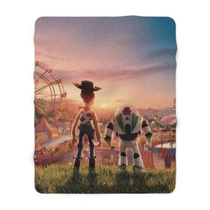 Toy Story Sherpa Fleece Blanket, Cute Cartoon Plush Throw, Cozy Kids Blanket, Soft Gift for Him 50" × 60"