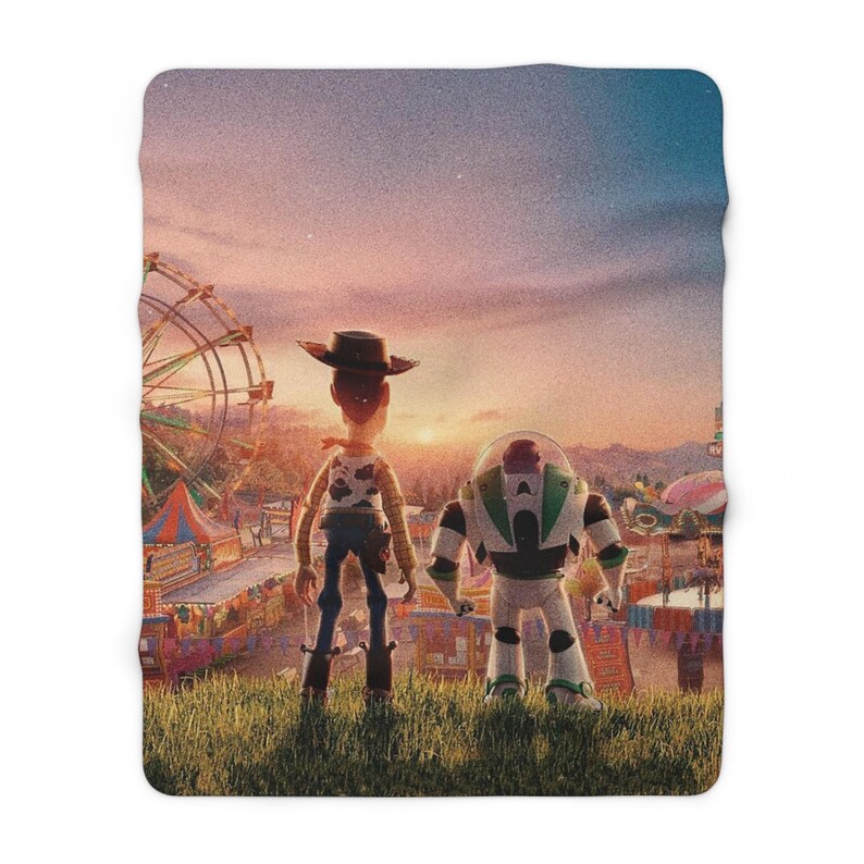 Toy Story Sherpa Fleece Blanket, Cute Cartoon Plush Throw, Cozy Kids Blanket, Soft Gift for Him 50" × 60"