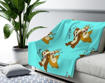 Manta de forro polar Sherpa de Chip y Dale, manta de peluche con ardilla de dibujos animados, manta acogedora para niños, regalo suave para él.