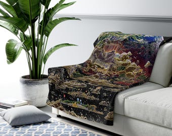 Dreamcore Sherpa Fleece Blanket, Aesthetic Plush Throw, Surreal Cozy Blanket, Soft Gift for Her Room Decor