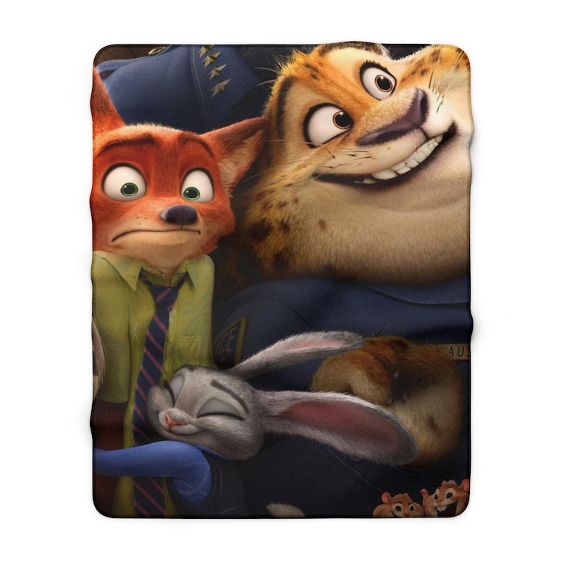 Zootopia Sherpa Fleece Blanket, Cute Animal City Cartoon Plush Throw, Cozy Kids Blanket, Soft Gift for Her 60" × 80"