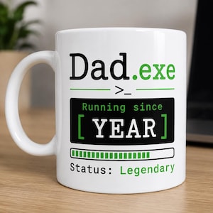 Dad.exe Mug - Funny Tech Dad Gift, Personalised Fathers Day Mug, Programmer Dad Coffee Mug, IT Dad Gift Idea