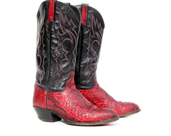 True Blood Pomegranate Red Snakeskin Cowboy Boots With Black Etsy