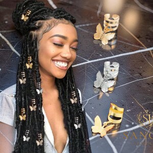 Bijoux Papillon pour Dreadlocks, Anneaux pour Tresses, Bijoux Locs Bohème, Accessoires Cheveux Viking