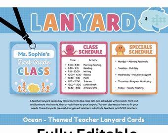 Teacher Lanyard Editable Canva Template, Custom Teacher Badge Holder Design, Teacher ID Card ,Teacher Lanyard Class Schedule, Digital Downl