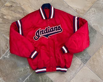 Handgemaakt Cleveland Indians Sports satijnen varsityjack, op jaren 90 geïnspireerd honkbaljack, atletische fans, uniseks