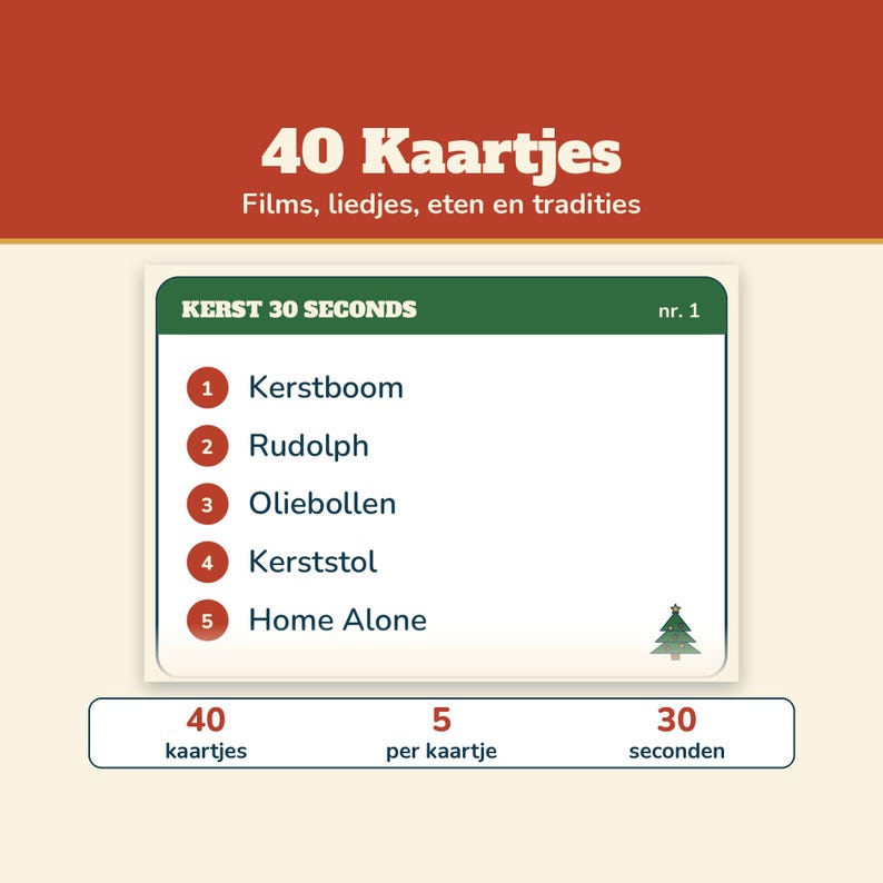 Christmas 30 Seconds 200 Concepts | Christmas Game Dutch Printable | Guessing Game for Christmas Dinner, Christmas Drinks, Family, and New Year's Eve image 4