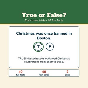 Christmas True or False Game, Printable Christmas Trivia with Fun Facts, Holiday Trivia for Kids Adults Seniors, Class or Office Party Bild 1