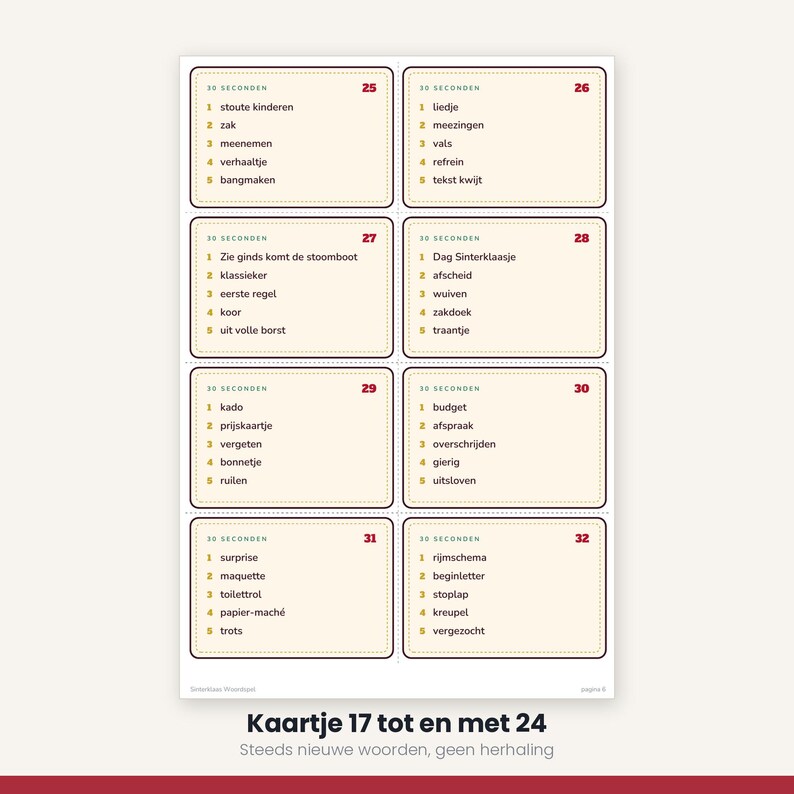 Sinterklaas Word Game 40 Cards | 30 Seconds Game | Children's Party Printable | Gift-Giving Evening PDF image 10